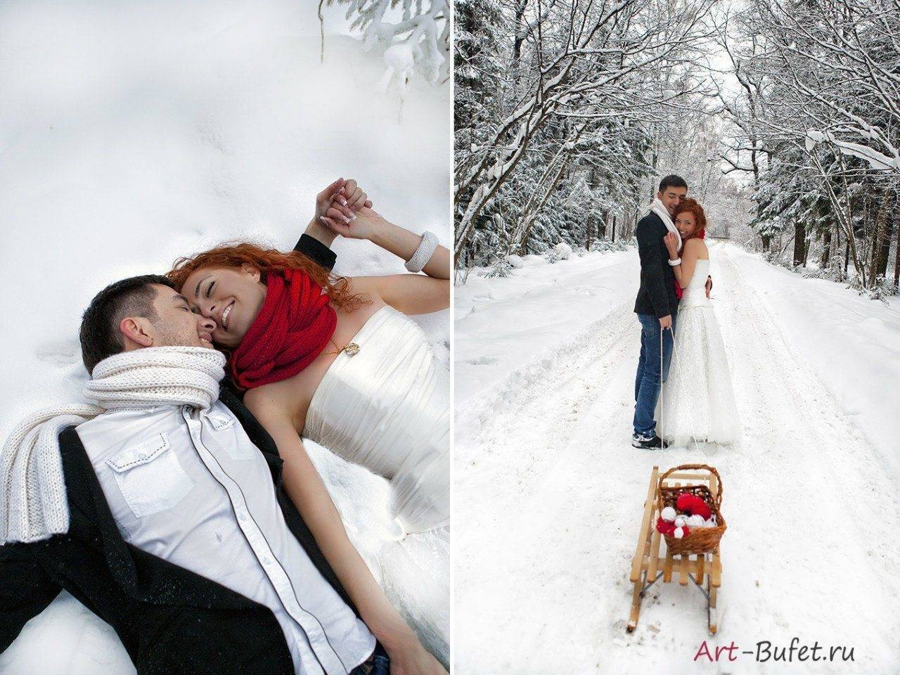 Интересные идеи для фотосессии свадьбы зимой – места, реквизит, позы