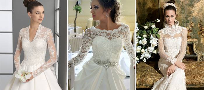 Свадебные платья с рукавами из кружева, пышные и прямые, длинные и короткие