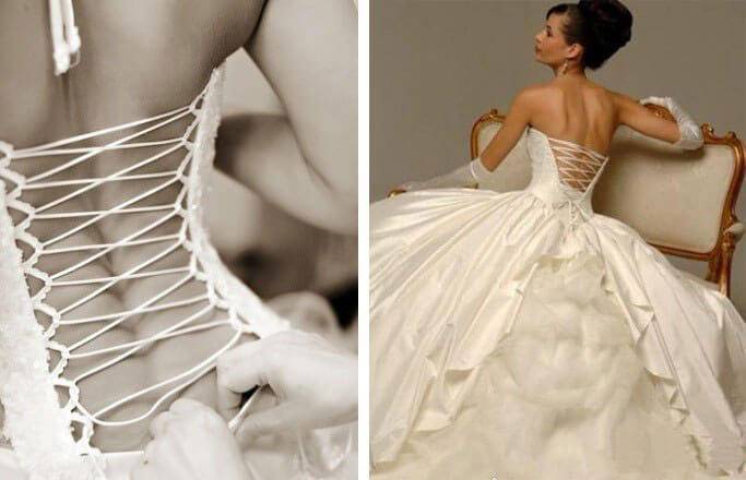 Как шнуровать свадебное платье  завязывать шнуровку сзади платья