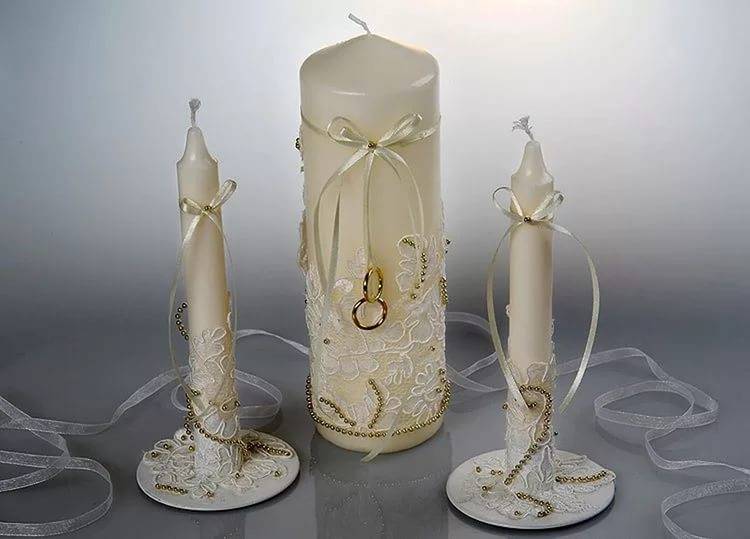 Как украсить свечи на свадьбу своими руками (фото)