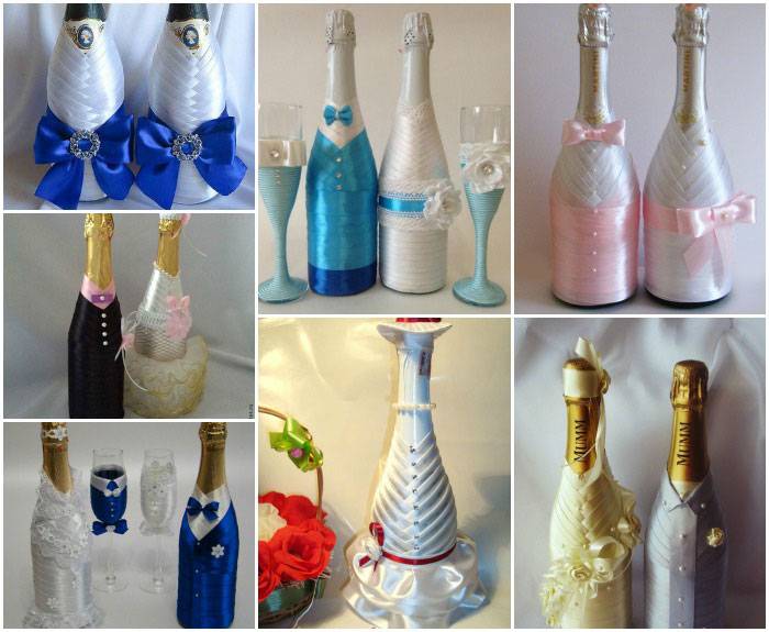 Декор бутылок лентами - 75 оригинальных идей декорирования