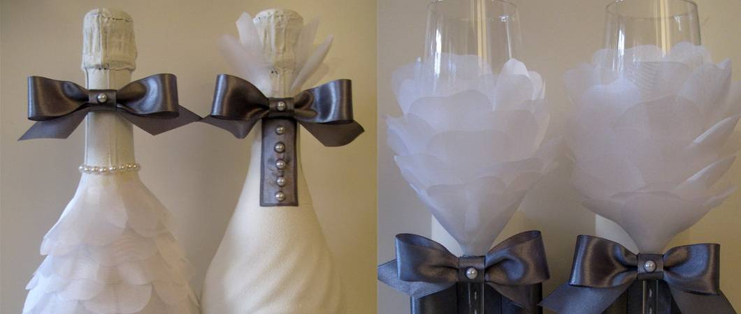 Украшение бутылок на свадьбу — лучшие дизайн-проекты для стильных мероприятий + 67 фото