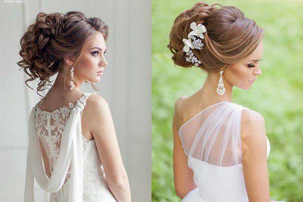 Красивые свадебные прически на средние волосы – с фатой, челкой, диадемой, цветами