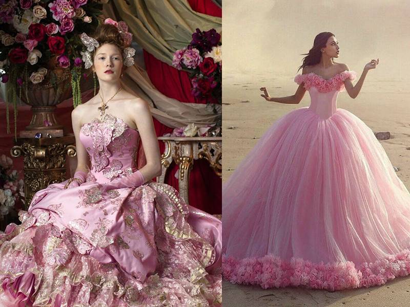 Свадебное платье розового цвета для нежных невест