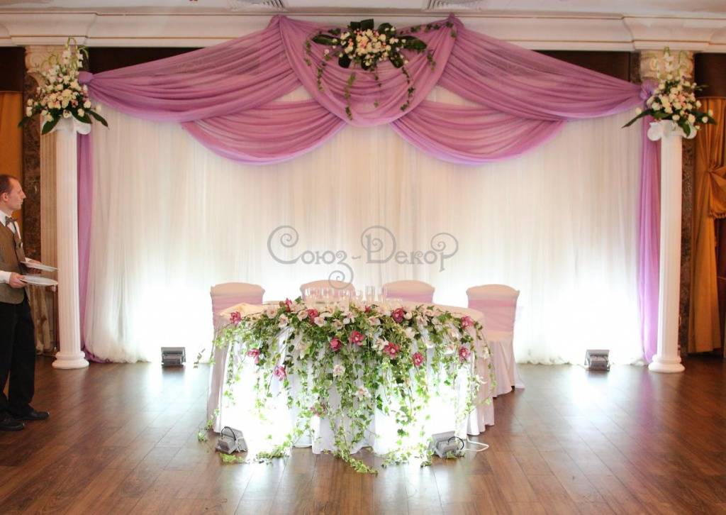 Красивые идеи украшения зала на свадьбу цветами