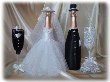 Свадебные бокалы своими руками, декор - фото примеров