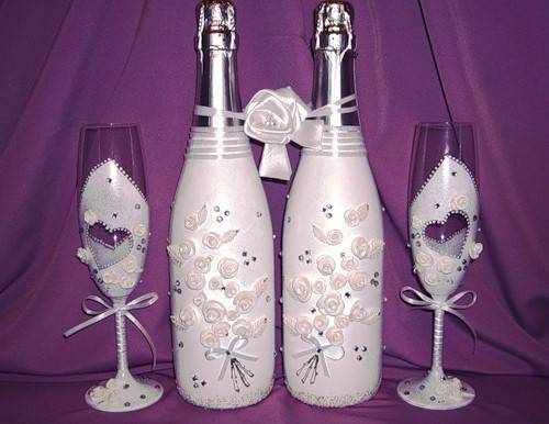 Украшение бутылки на свадьбу своими руками: пошаговая инструкция
