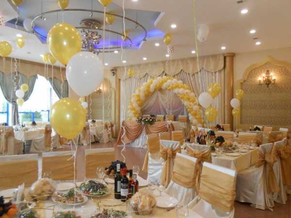 Украшение зала шарами на свадьбу – фото