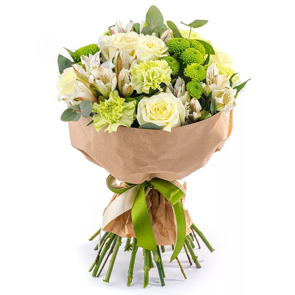 Изысканный свадебный букет невесты из роз и хризантем