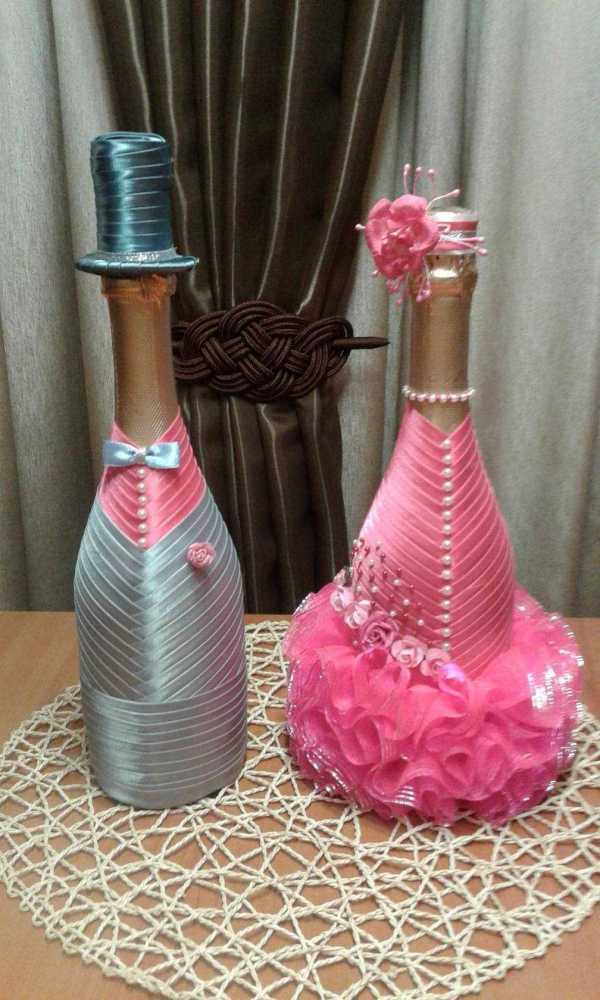 Как украсить бутылки шампанского на свадьбу своими руками: просто и оригинально