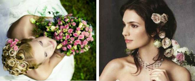 Модные свадебные прически с цветами – на длинные, средние и короткие волосы, с фатой и без