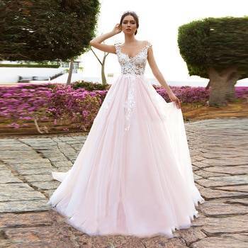 Розовые свадебные платья: лучшие оттенки, пышное, короткое или бело-розовое