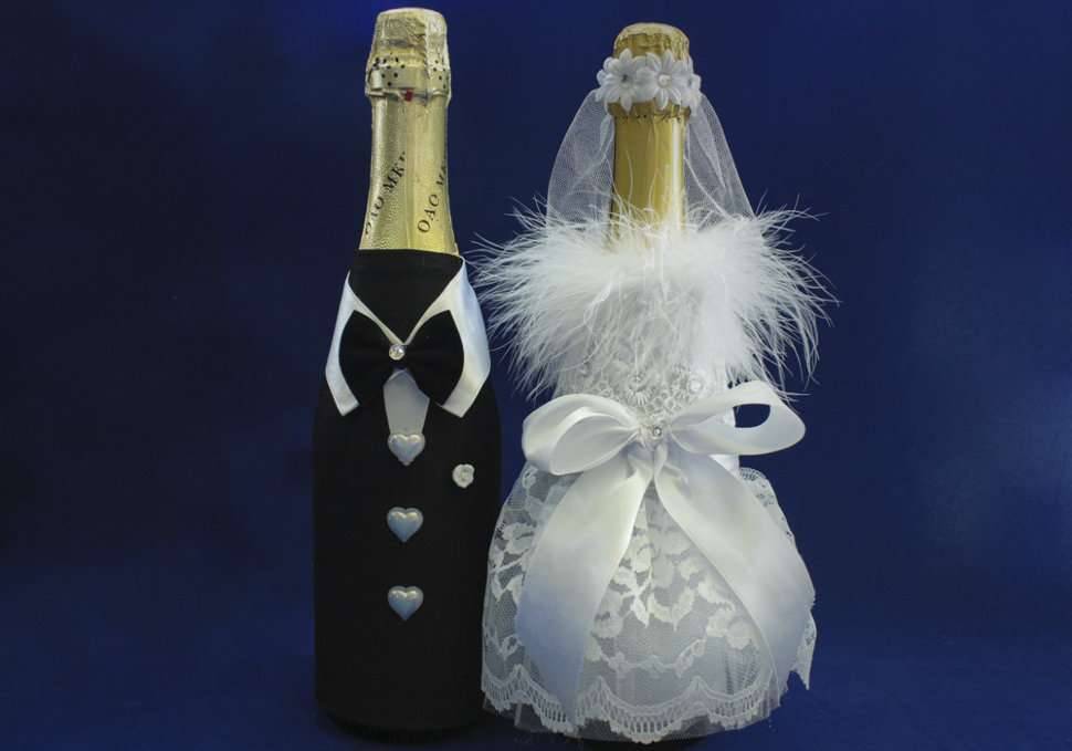 Как украсить бутылки шампанского на свадьбу своими руками: просто и оригинально