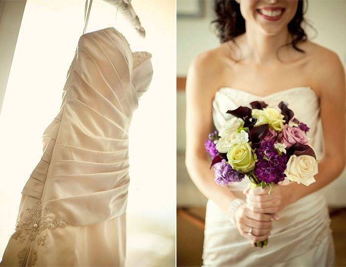Свадебный букет под платье цвета айвори фото